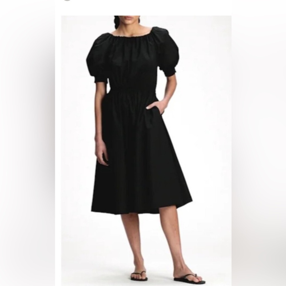 Black Cotton Midi Dress